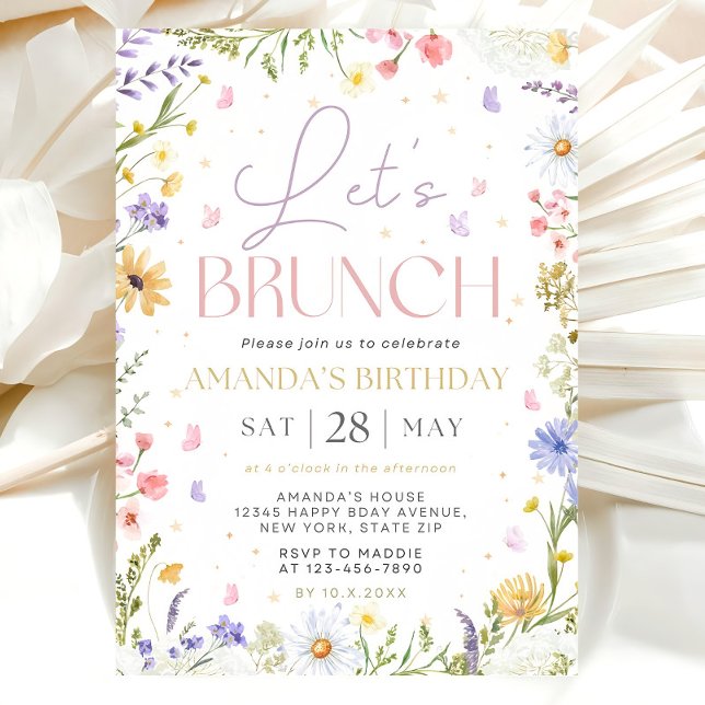 Invitación Let’s Brunch Invitation Template, Wildflower Birth (Subido por el creador)