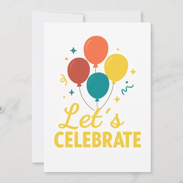 Invitación Let’s Celebrate Printable Party Invitation Design (Anverso)