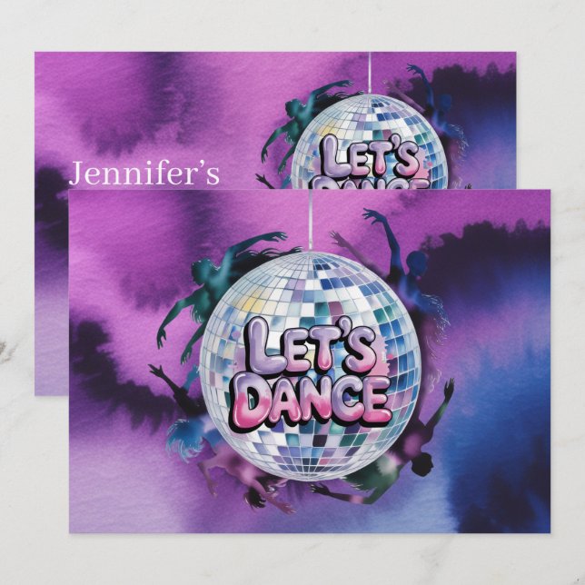 Invitación Let’s Dance Birthday Party Bash (Anverso / Reverso)
