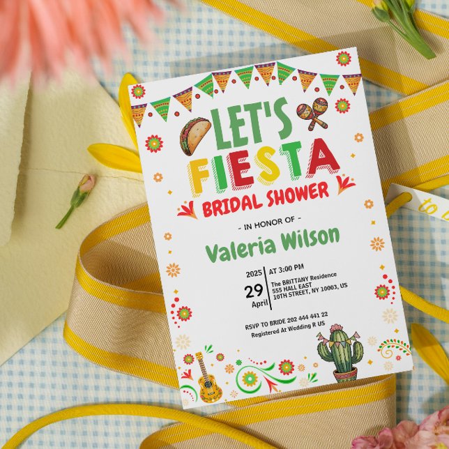 Invitación Let’s Fiesta Bridal Shower Colorful Mexican (let's fiesta bridal shower invitations cactus succulent mexican floral cinco de mayo colorful )
