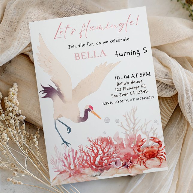 Invitación Let’s Flamingle! Pink Flamingo Girl Birthday Party (Subido por el creador)
