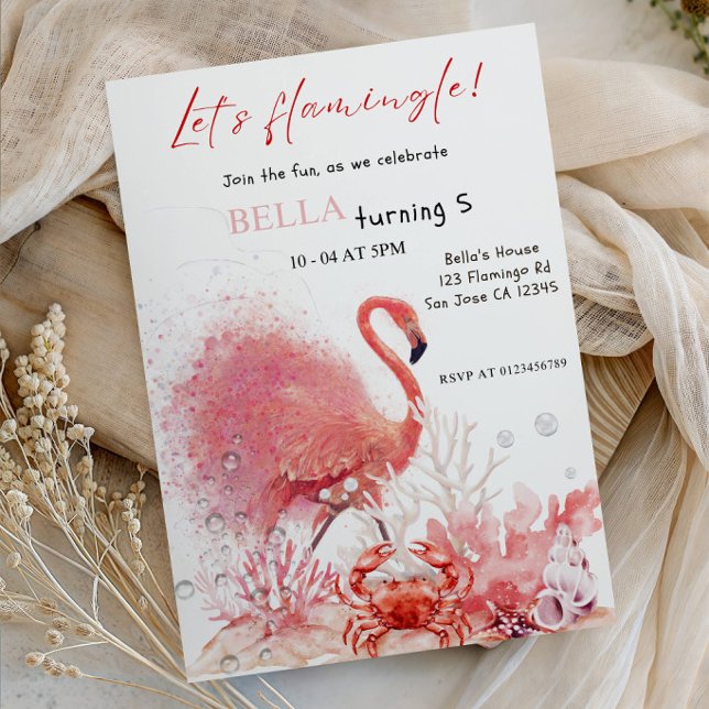 Invitación Let’s Flamingle! Pink Flamingo Girl Birthday Party (Subido por el creador)