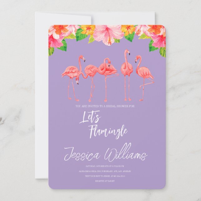 Invitación Let’s Flamingle! Tropical Bridal Shower Bash (Anverso)