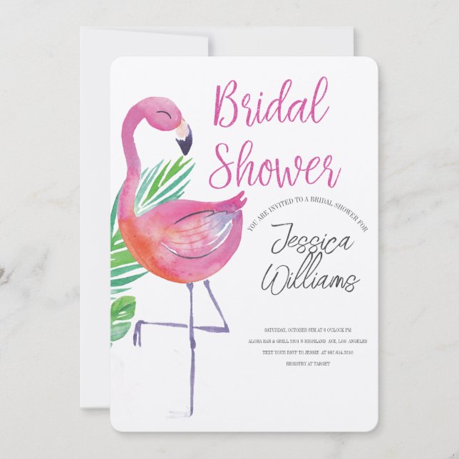 Invitación Let’s Flamingle! Tropical Bridal Shower Bash (Anverso)