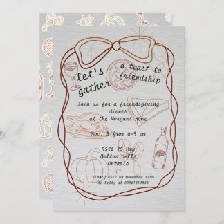 Invitación  "Let’s Gather" Hand-Drawn Friendsgiving 