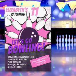 Invitación Let’s Go Bowling! Fun Bowling-Style Birthday Girl