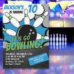 Invitación Let’s Go Bowling!  Fun Bowling-Style Birthday Kids<br><div class="desc">Have some fun! 🎳 Celebrate your child's special day with this vibrant bowling themed birthday design featuring comic book style bowling pins and the exciting phrase "Let's Go Bowling!" Perfect for a party filled with laughs and strikes!</div>