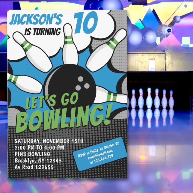 Invitación Let’s Go Bowling!  Fun Bowling-Style Birthday Kids (Subido por el creador)