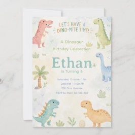 Invitación Let’s Have A Dino-Mite Time Invitation Editable
