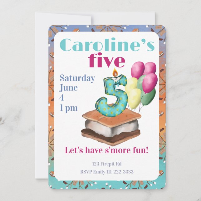 Invitación Let’s have s’more fun 5th Birthday Invitation (Anverso)
