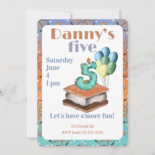 Invitación Let’s have s’more fun 5th Birthday Invitation (Anverso)