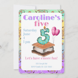 Invitación Let’s have s’more fun 5th Birthday Invitation