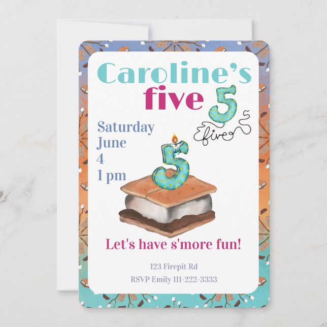 Invitación Let’s have s’more fun 5th Birthday Invitation (Anverso)