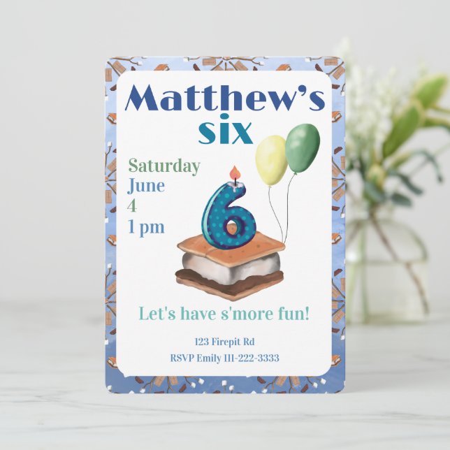 Invitación Let’s have s’more fun 6th Birthday Invitation (Anverso de pie)