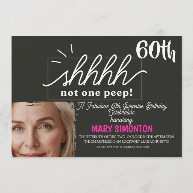 Invitación Let’s Party! A Fabulous 60th Surprise Celebration (Anverso)