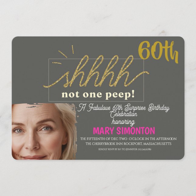 Invitación Let’s Party! A Fabulous 60th Surprise Celebration (Anverso)