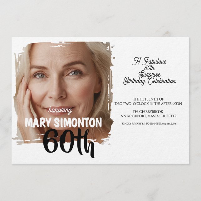 Invitación Let’s Party! A Fabulous 60th Surprise Celebration (Anverso)