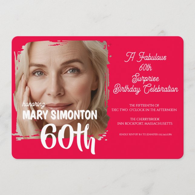 Invitación Let’s Party! A Fabulous 60th Surprise Celebration (Anverso)