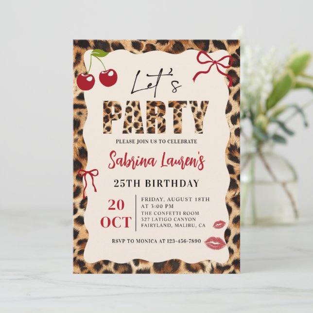 Invitación Let’s Party Leopard Cheetah Birthday Invitation (Anverso de pie)