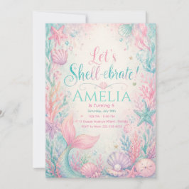 Invitación Let’s Shell-ebrate Mermaid Invitation Editable