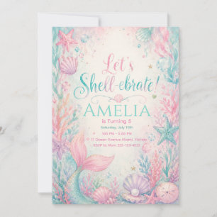 Invitación Let’s Shell-ebrate Mermaid Invitation Editable