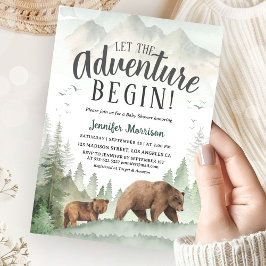 Invitación Let The Adventure Begin Baby Shower Woodland 