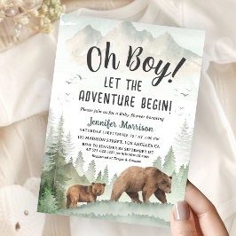 Invitación Let the Adventure Begin Boy Woodland Baby Shower