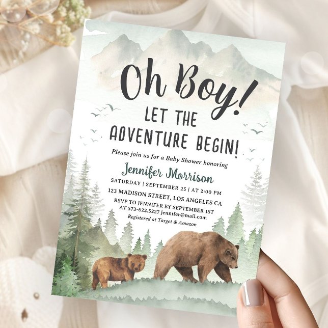 Invitación Let the Adventure Begin Boy Woodland Baby Shower (Subido por el creador)
