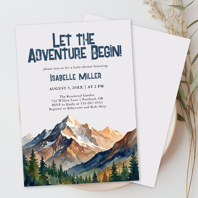Invitación Let The Adventure Begin Mountain Boy Baby Shower  (Let The Adventure Begin Mountain Boy Baby Shower Invitation)