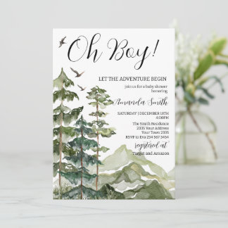Invitación Let The Adventure Begin Mountain Boy Baby Shower
