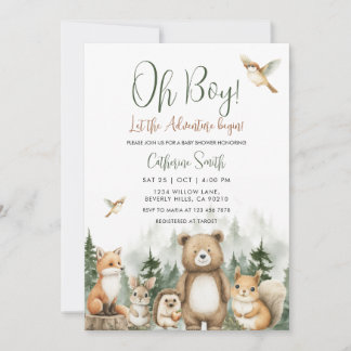 Invitación Let the Adventure Begin Woodland Baby Shower
