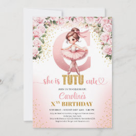 Invitación Letra a la moda C monograma bailarina cumpleaños c