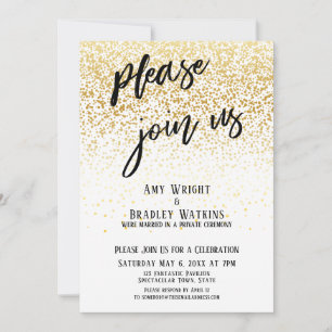 Invitación Letra a Mano Únase a Nosotros Confeti Recepción
