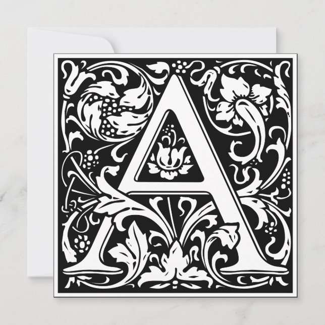 Invitación Letra Art Nouveau floral alfa monograma a (Anverso)