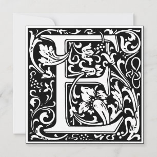 Invitación Letra Art Nouveau floral alfa monograma E