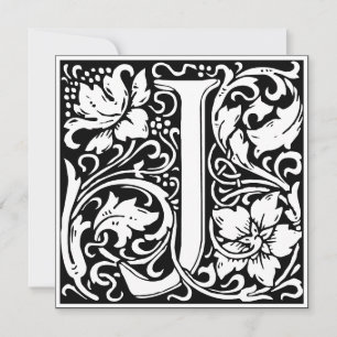 Invitación Letra Art Nouveau floral alfa monograma J