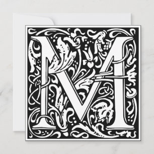 Invitación Letra Art Nouveau floral alfa monograma M