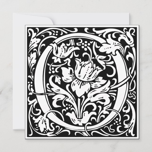 Invitación Letra Art Nouveau floral alfa monograma O (Anverso)