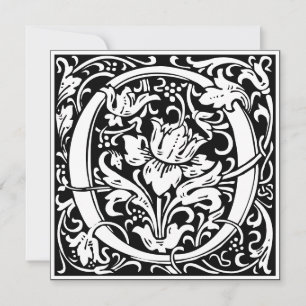Invitación Letra Art Nouveau floral alfa monograma O