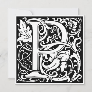 Invitación Letra Art Nouveau floral alfa monograma P