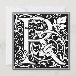 Invitación Letra Art Nouveau floral alfa monograma R