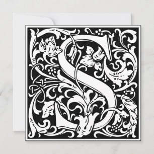 Invitación Letra Art Nouveau floral alfa monograma S