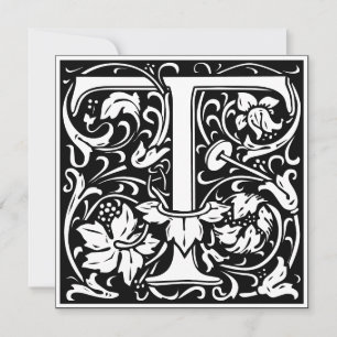 Invitación Letra Art Nouveau floral alfa monograma T