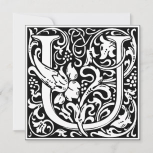 Invitación Letra Art Nouveau floral alfa monograma U