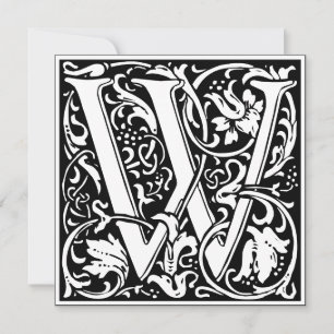 Invitación Letra Art Nouveau floral alfa monograma W