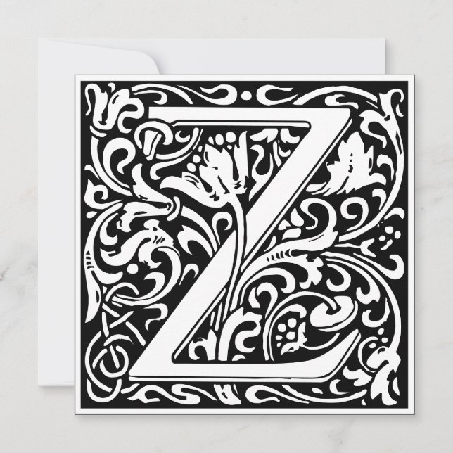Invitación Letra Art Nouveau floral alfa monograma Z (Anverso)