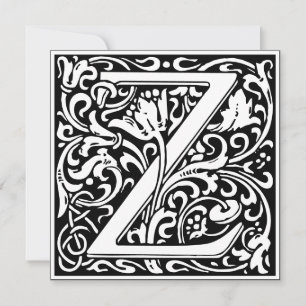 Invitación Letra Art Nouveau floral alfa monograma Z