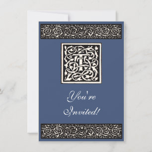 Invitación Letra Art Nouveau Monograma Antiguo T