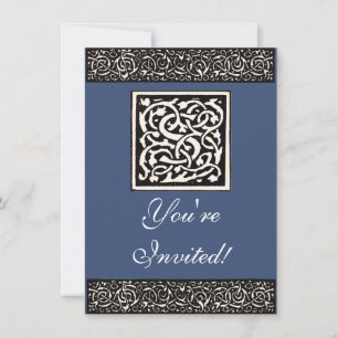 Invitación Letra Art Nouveau S de Monograma Antiguo