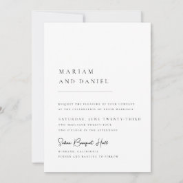 Invitación Letra Caligráfica Moderna Simple Boda Blanca